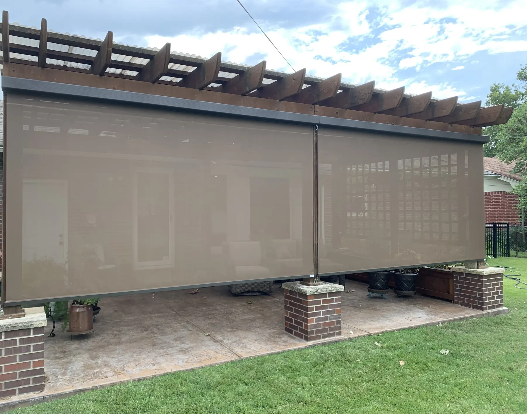 Custom patio drop shade