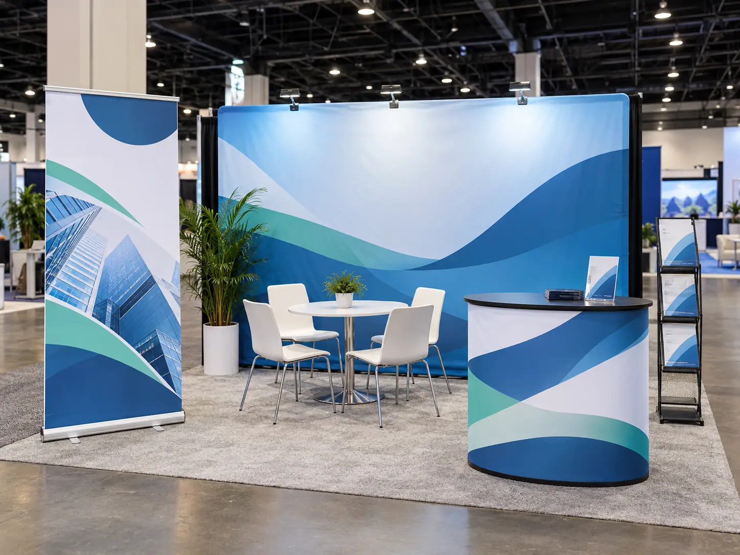 Representative retractable banner shown in a complete trade-show display